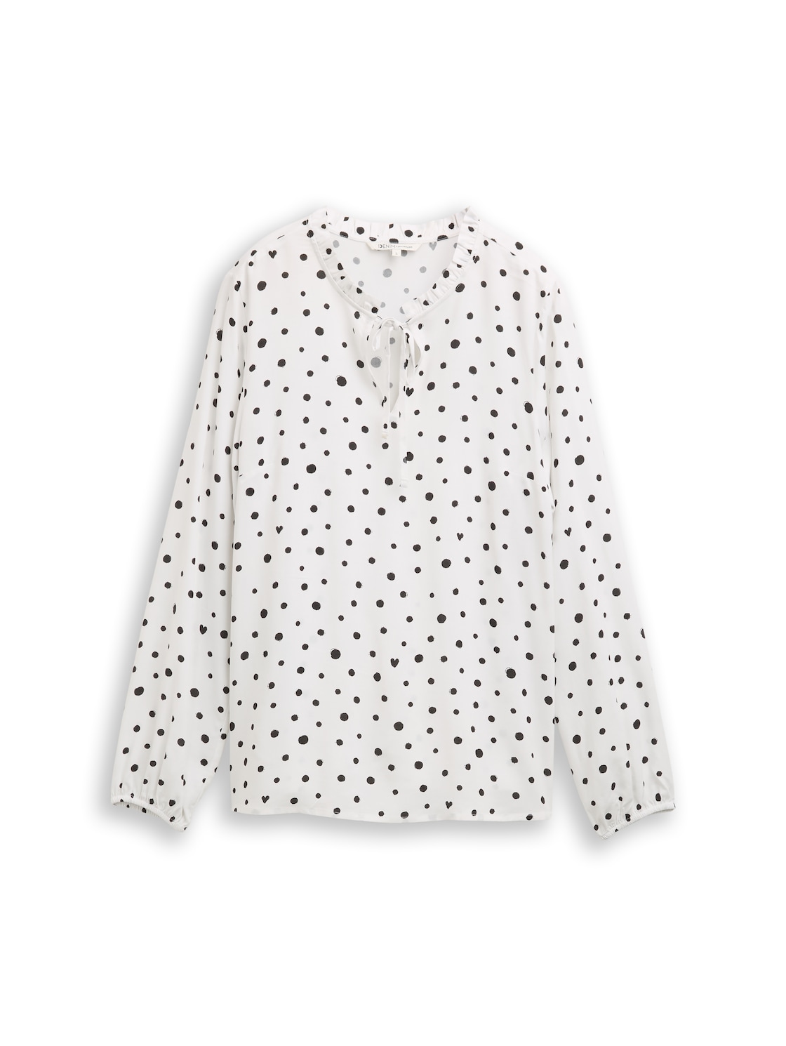 TOM TAILOR DENIM Damen Bluse mit Punktmuster, weiß, Gepunktet, Gr. L von Tom Tailor Denim