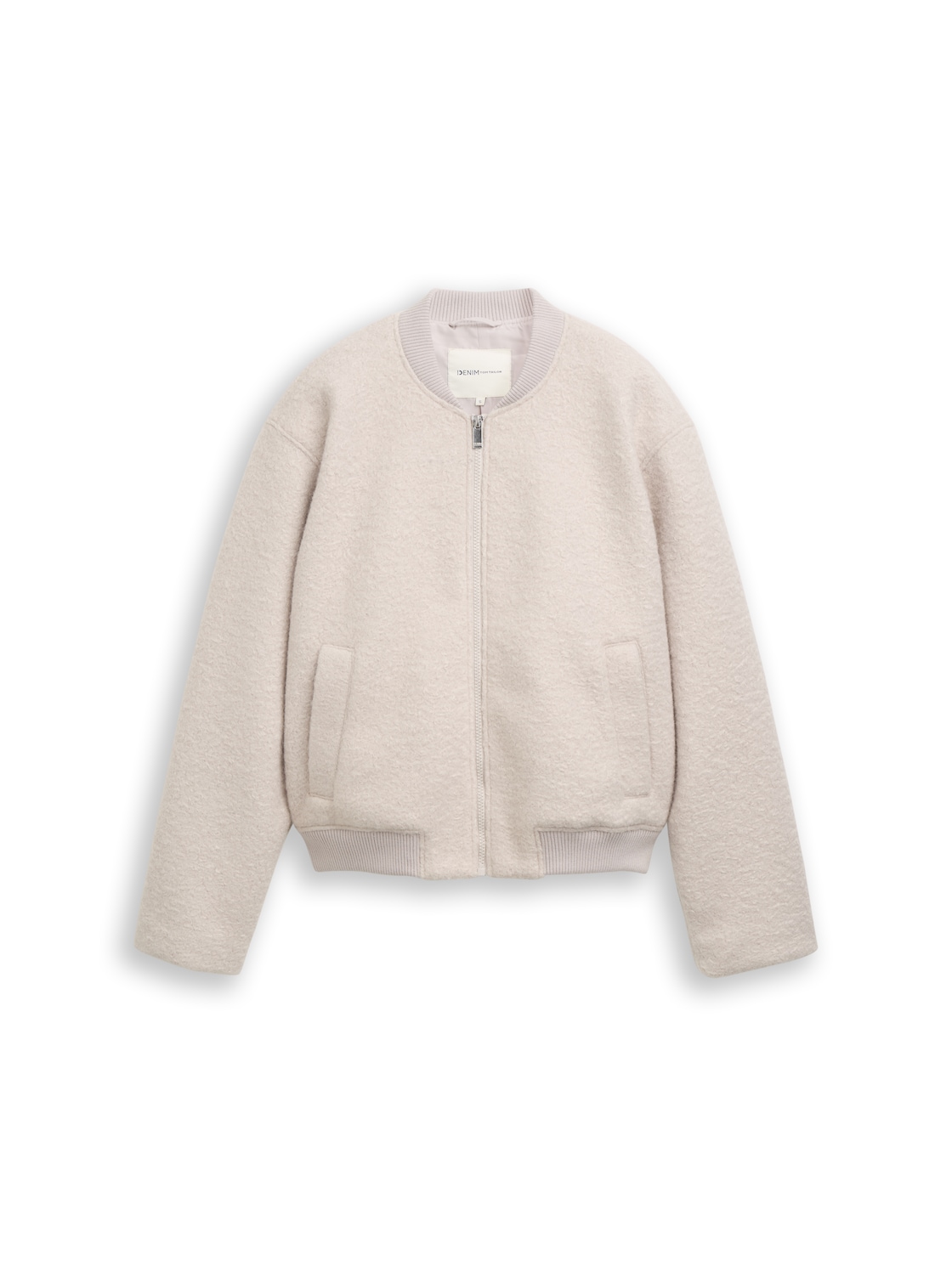 TOM TAILOR DENIM Damen Bouclé Bomberjacke, grau, Uni, Gr. S von Tom Tailor Denim