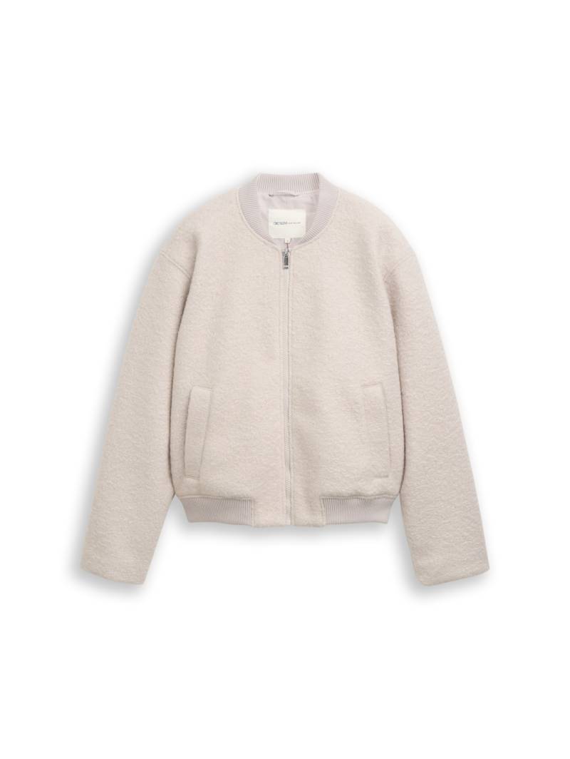 TOM TAILOR DENIM Damen Bouclé Bomberjacke, grau, Uni, Gr. XS von Tom Tailor Denim