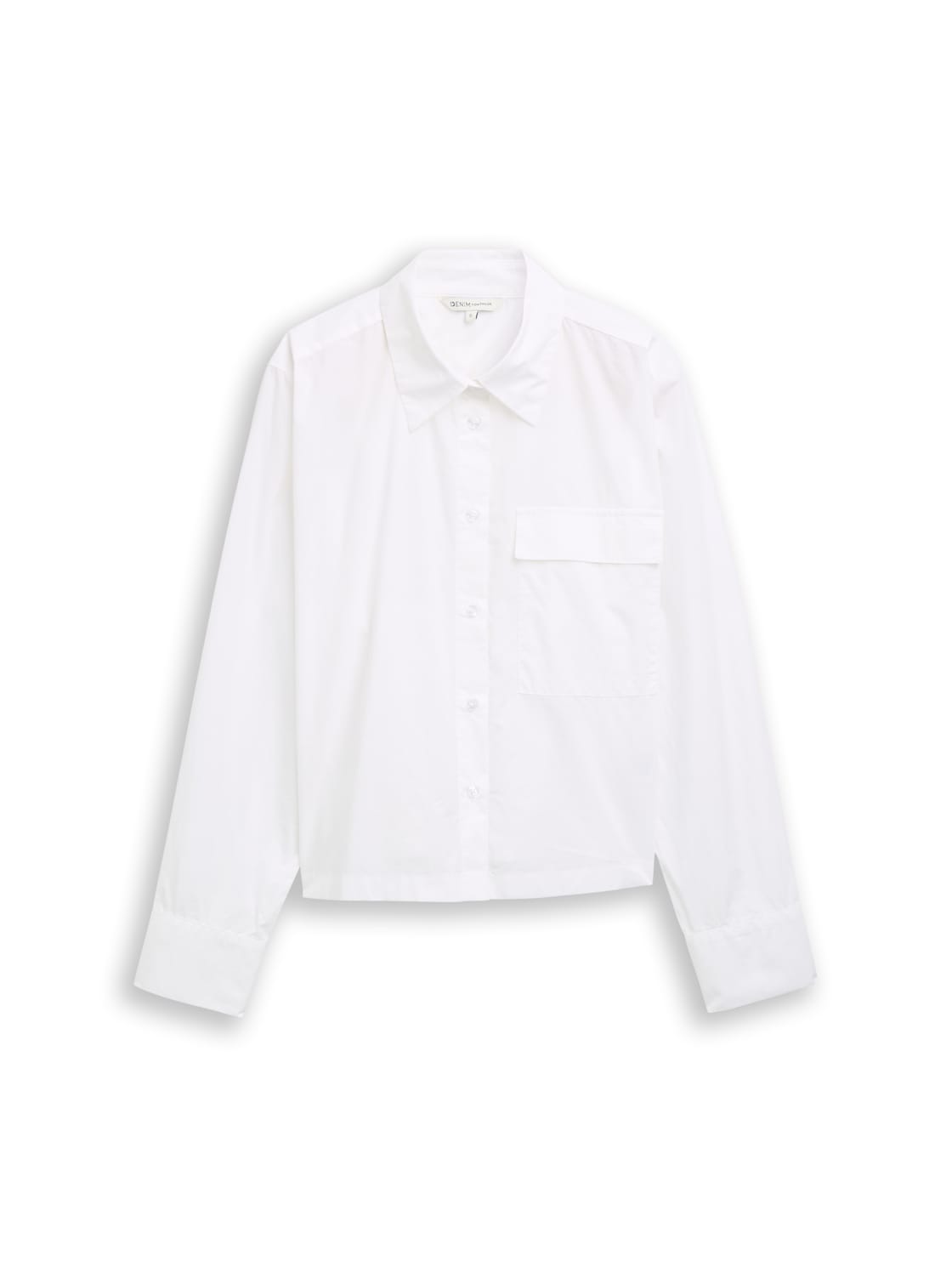 TOM TAILOR DENIM Damen Boxy Fit Hemdbluse aus Baumwolle, weiß, Uni, Gr. XXL von Tom Tailor Denim