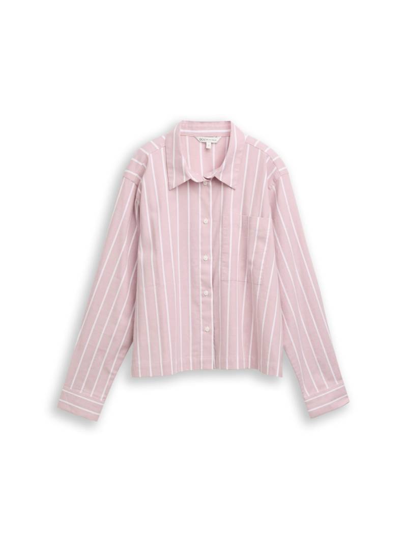 TOM TAILOR DENIM Damen Boxy Fit Hemdbluse mit Streifenmuster, rosa, Gestreift, Gr. L von Tom Tailor Denim