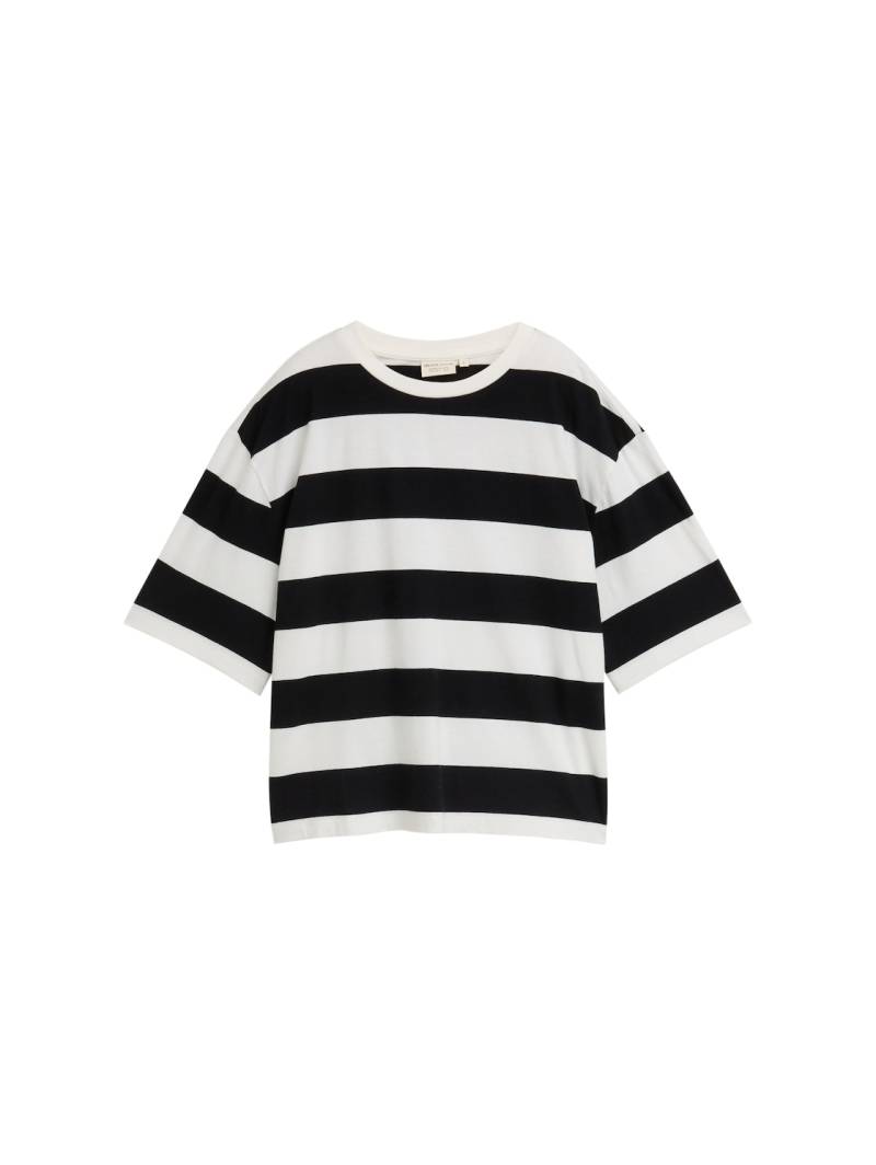 TOM TAILOR DENIM Damen Boxy Fit T-Shirt mit Streifenmuster, schwarz, Gestreift, Gr. S von Tom Tailor Denim