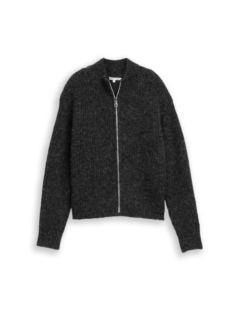 TOM TAILOR DENIM Damen Cardigan mit Reißverschluss, grau, Meliert, Gr. XXL TOM TAILOR DENIM Damen Cardigan mit Reißverschluss, grau, Meliert, Gr. XXL von Tom Tailor Denim