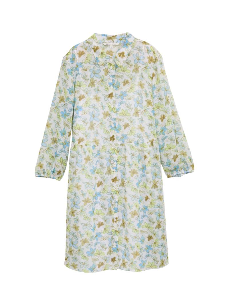 TOM TAILOR DENIM Damen Chiffon Babydoll-Kleid, weiß, Geblümt, Gr. S von Tom Tailor Denim