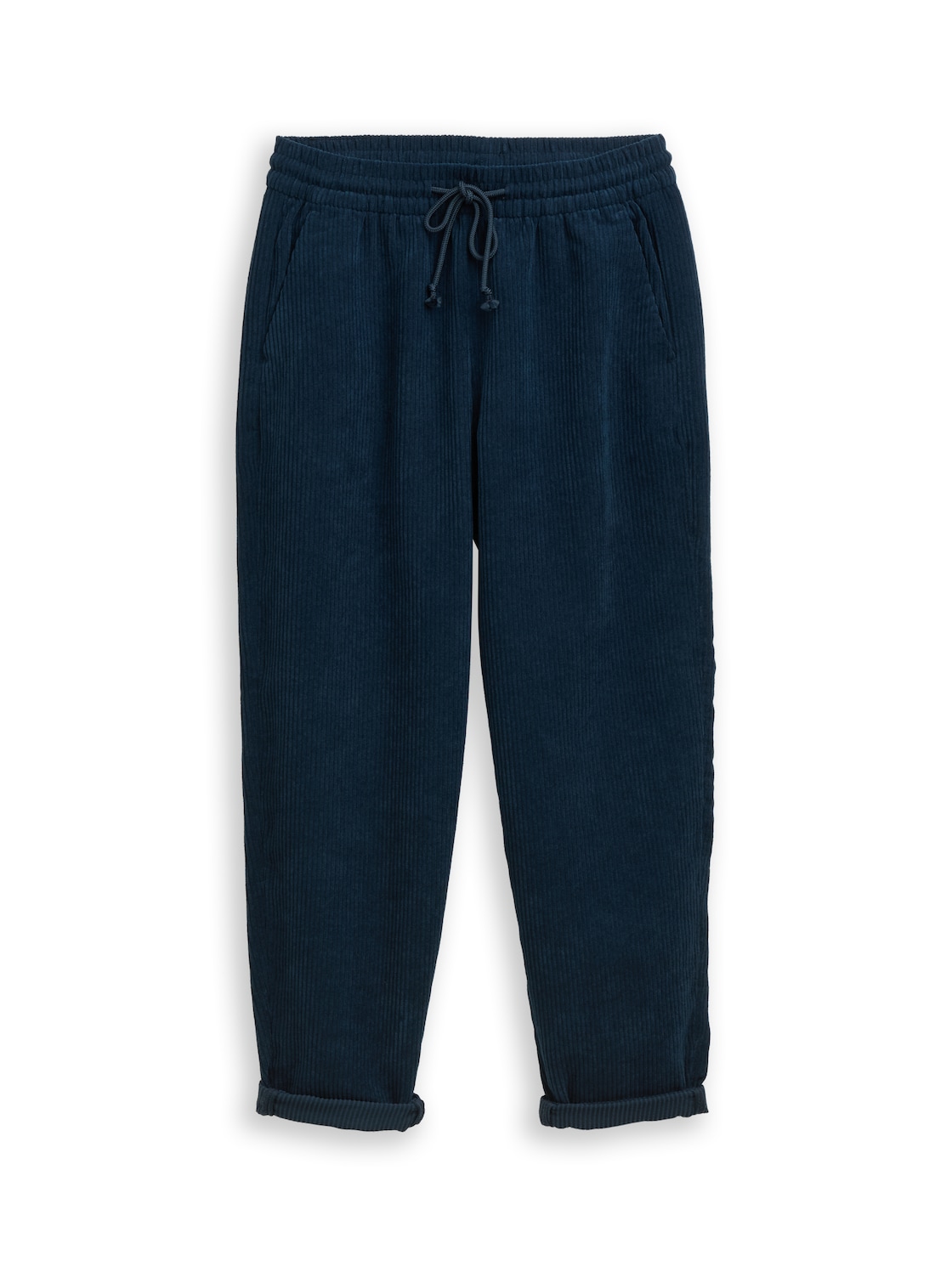 TOM TAILOR DENIM Damen Cordhose mit Kordelzug, grün, Uni, Gr. L von Tom Tailor Denim