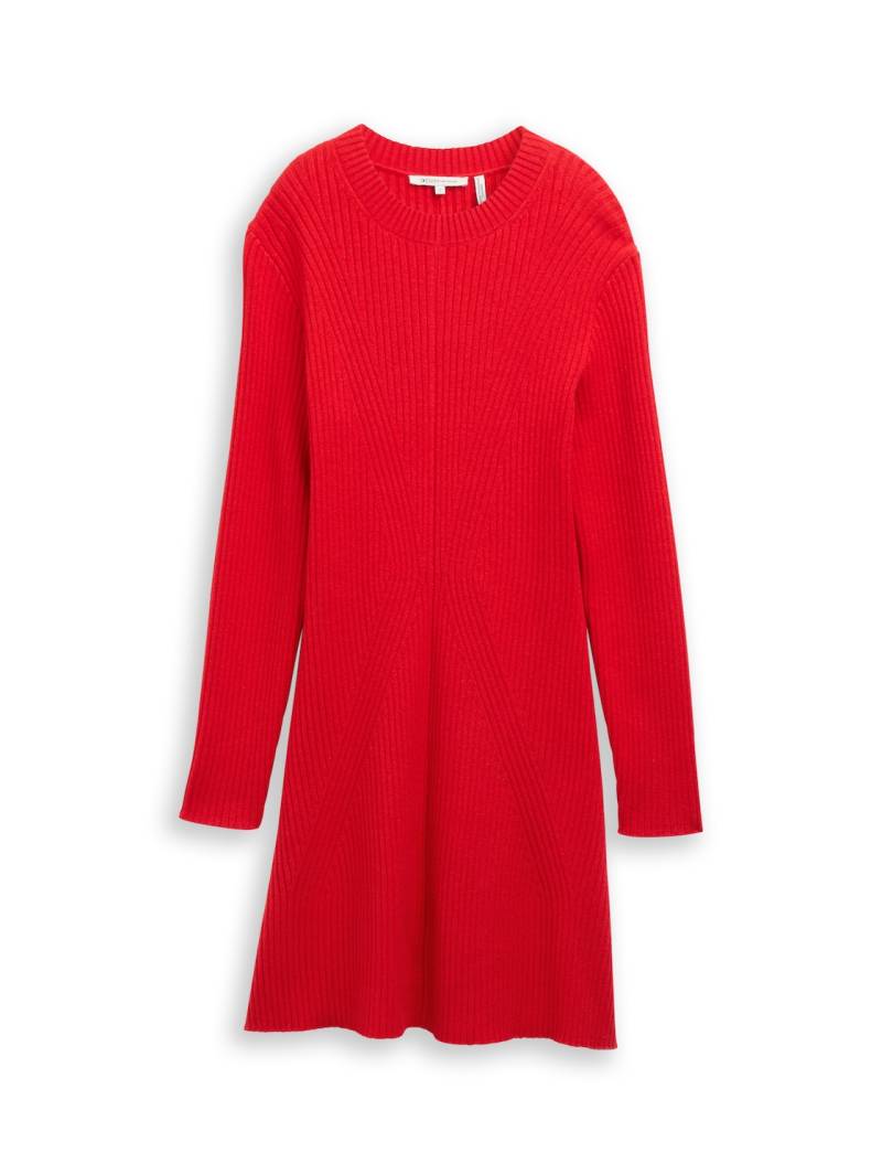 TOM TAILOR DENIM Damen Fitted Mini-Kleid aus Rippstrick, rot, Uni, Gr. L TOM TAILOR DENIM Damen Fitted Mini-Kleid aus Rippstrick, rot, Uni, Gr. L von Tom Tailor Denim