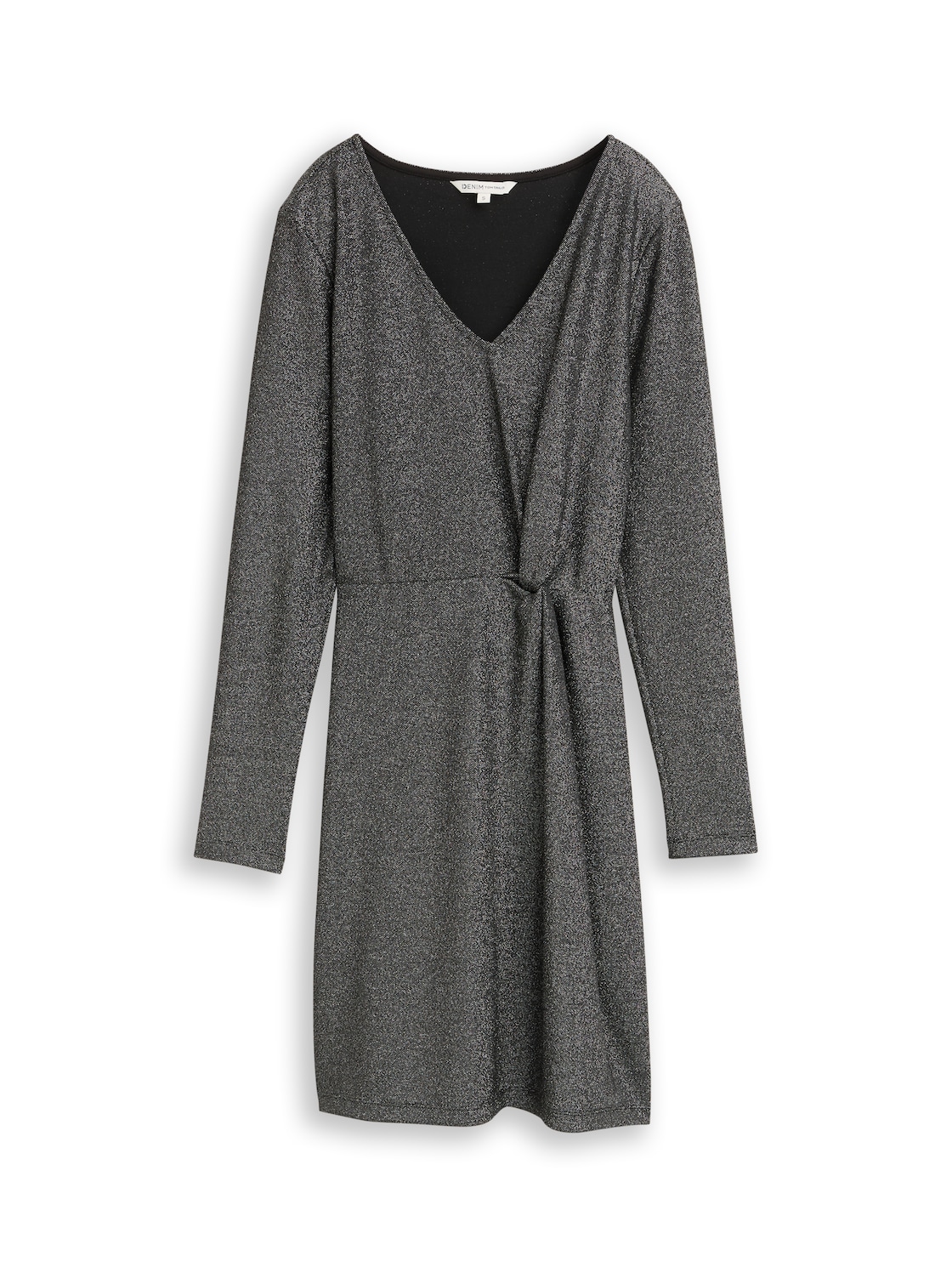 TOM TAILOR DENIM Damen Fitted Mini-Kleid mit Glitzer-Effekt, schwarz, Uni, Gr. XL TOM TAILOR DENIM Damen Fitted Mini-Kleid mit Glitzer-Effekt, schwarz, Uni, Gr. XL von Tom Tailor Denim