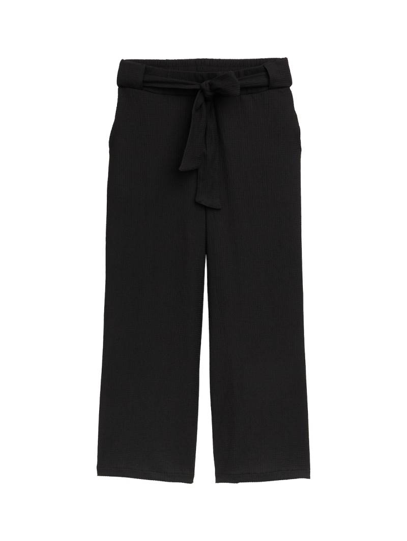 TOM TAILOR DENIM Damen High Waist Culotte Hose mit Bindegürtel, schwarz, Uni, Gr. XL von Tom Tailor Denim