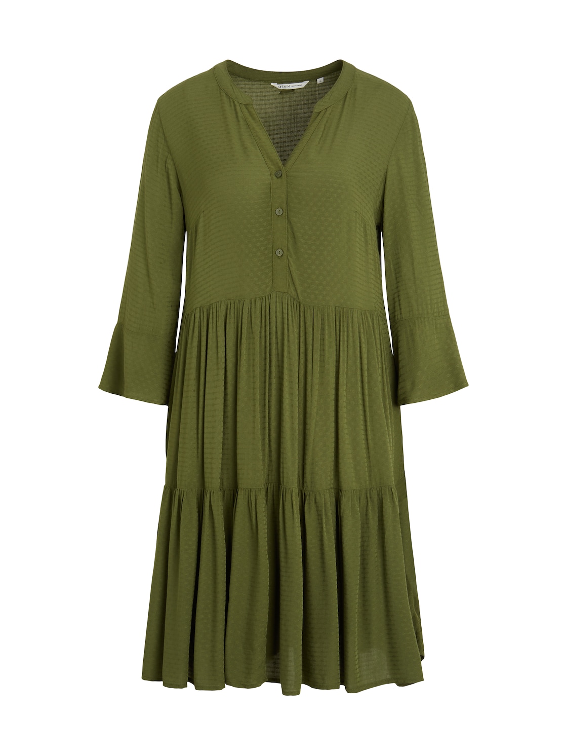 TOM TAILOR DENIM Damen Kleid mit Volants, grün, Gr. S von Tom Tailor Denim