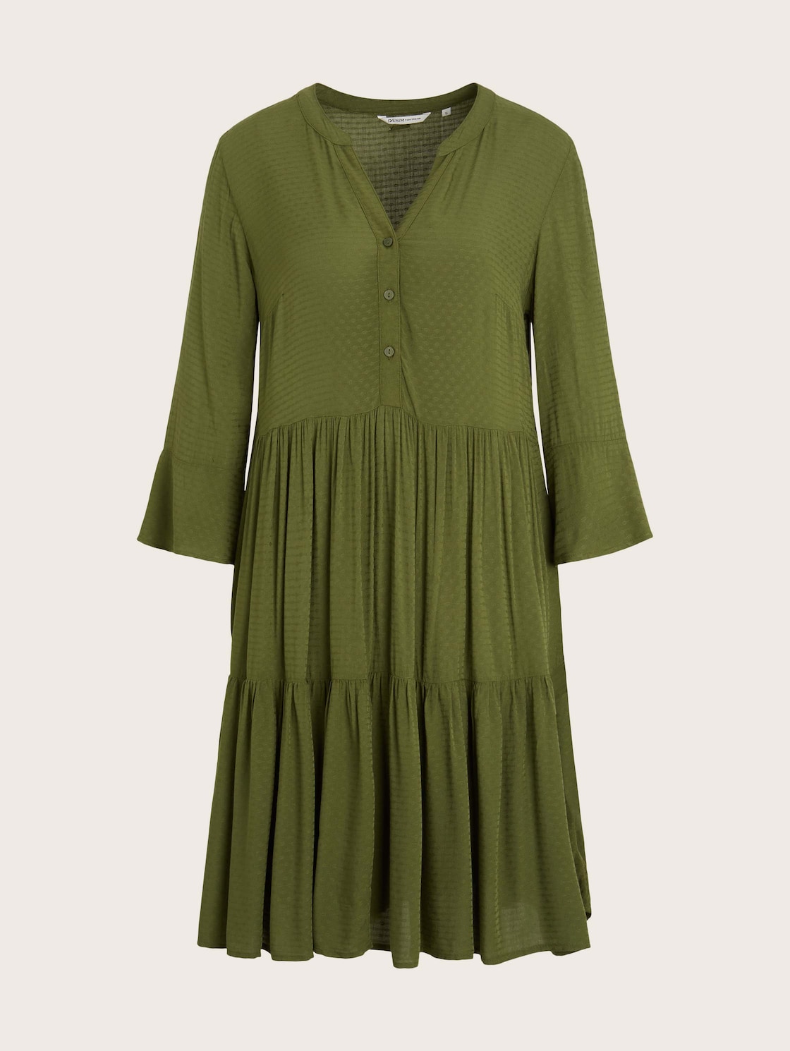 TOM TAILOR DENIM Damen Kleid mit Volants, grün, Gr. XS von Tom Tailor Denim