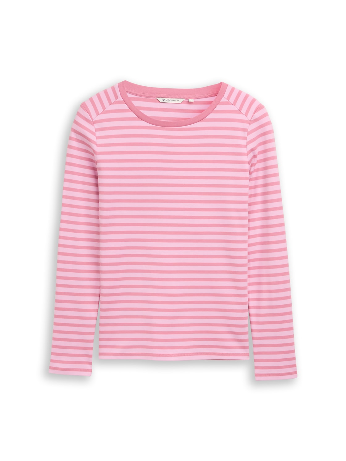 TOM TAILOR DENIM Damen Langarmshirt mit Streifenmuster, rosa, Gestreift, Gr. M von Tom Tailor Denim