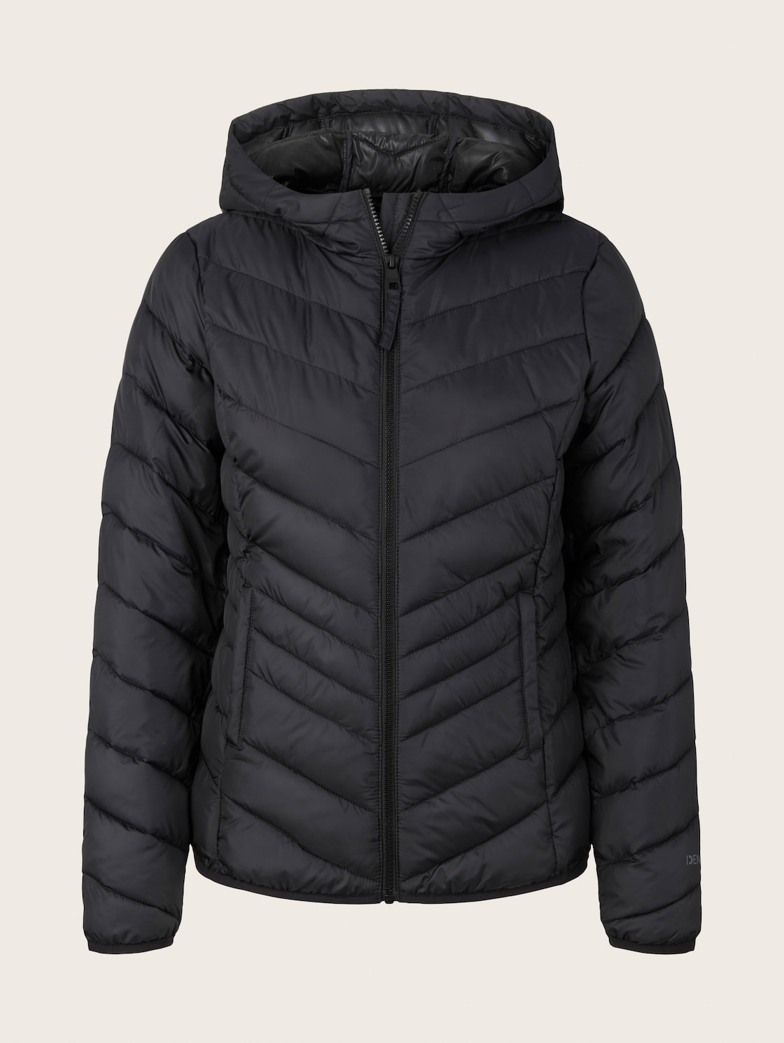 TOM TAILOR DENIM Damen Lightweight Jacke mit recyceltem Polyester, schwarz, Uni, Gr. XS von Tom Tailor Denim