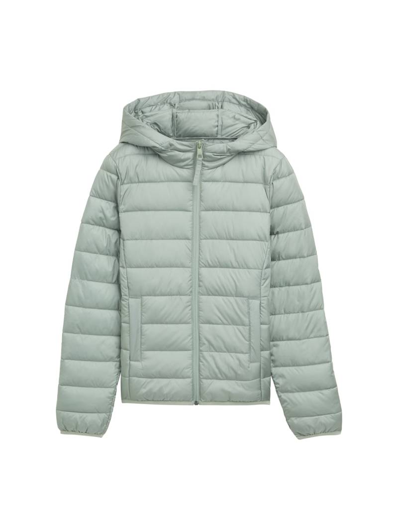 TOM TAILOR DENIM Damen Lightweight Steppjacke mit Kapuze, grün, Uni, Gr. XS von Tom Tailor Denim