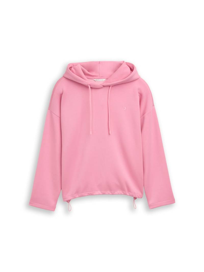 TOM TAILOR DENIM Damen Loose Fit Scuba Hoodie Sweatshirt, rosa, Uni, Gr. XS von Tom Tailor Denim