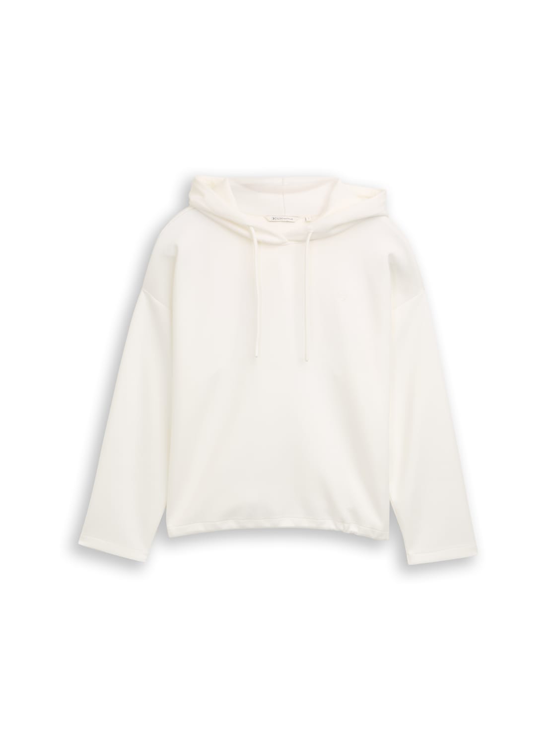 TOM TAILOR DENIM Damen Loose Fit Scuba Hoodie Sweatshirt, weiß, Uni, Gr. M von Tom Tailor Denim