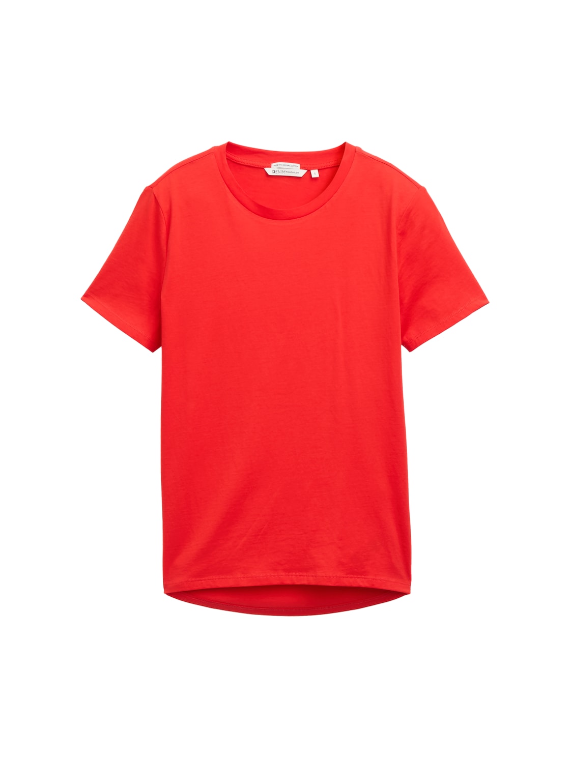 TOM TAILOR DENIM Damen Loose Fit T-Shirt aus Baumwolle, rot, Uni, Gr. XL von Tom Tailor Denim