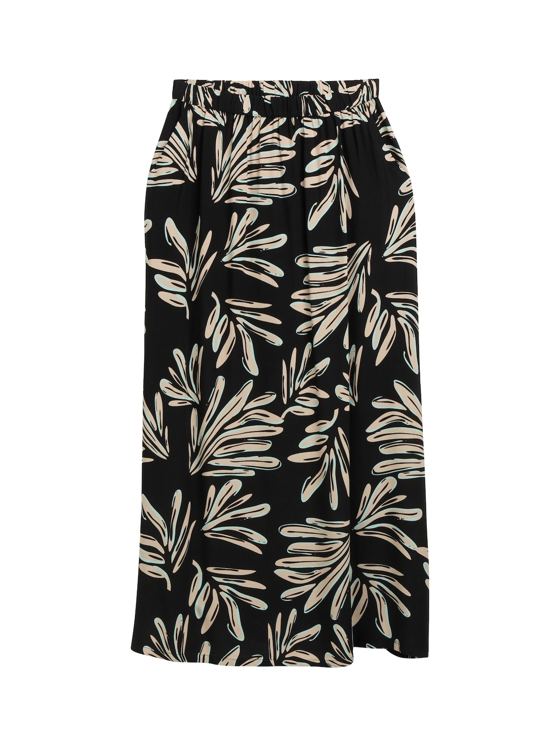 TOM TAILOR DENIM Damen Maxi-Rock mit Eingriffstaschen, schwarz, Gemustert, Gr. L von Tom Tailor Denim