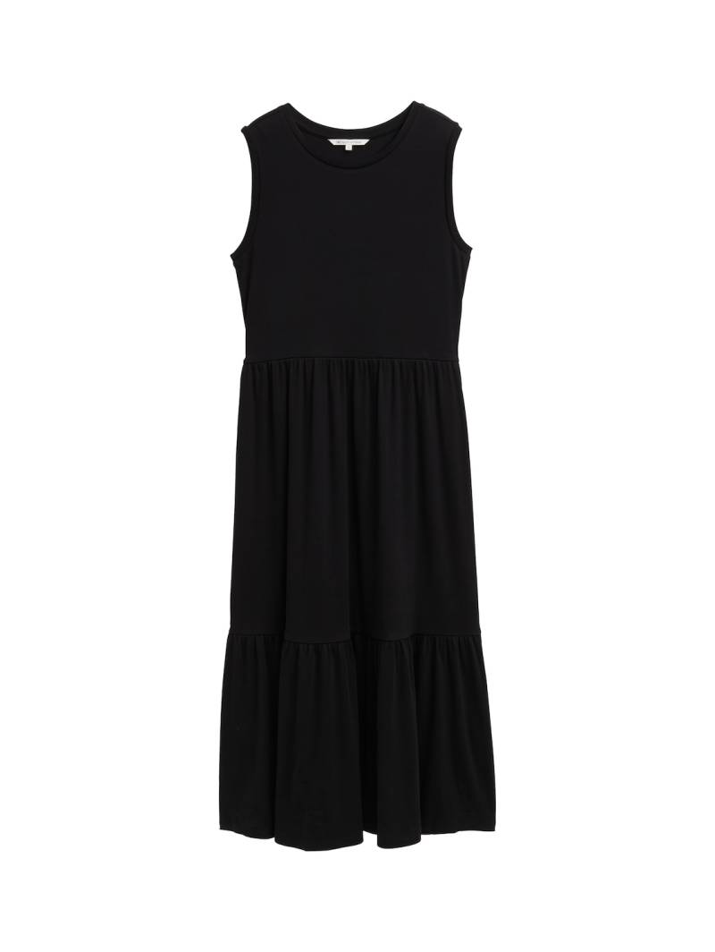 TOM TAILOR DENIM Damen Midi-Kleid mit Rippstruktur, schwarz, Uni, Gr. XL von Tom Tailor Denim
