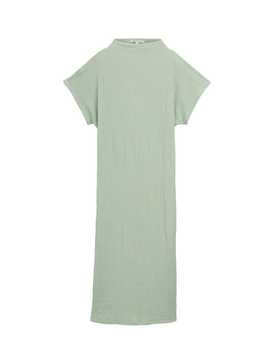 TOM TAILOR DENIM Damen Midi-Kleid mit Stehkragen, grün, Uni, Gr. S von Tom Tailor Denim