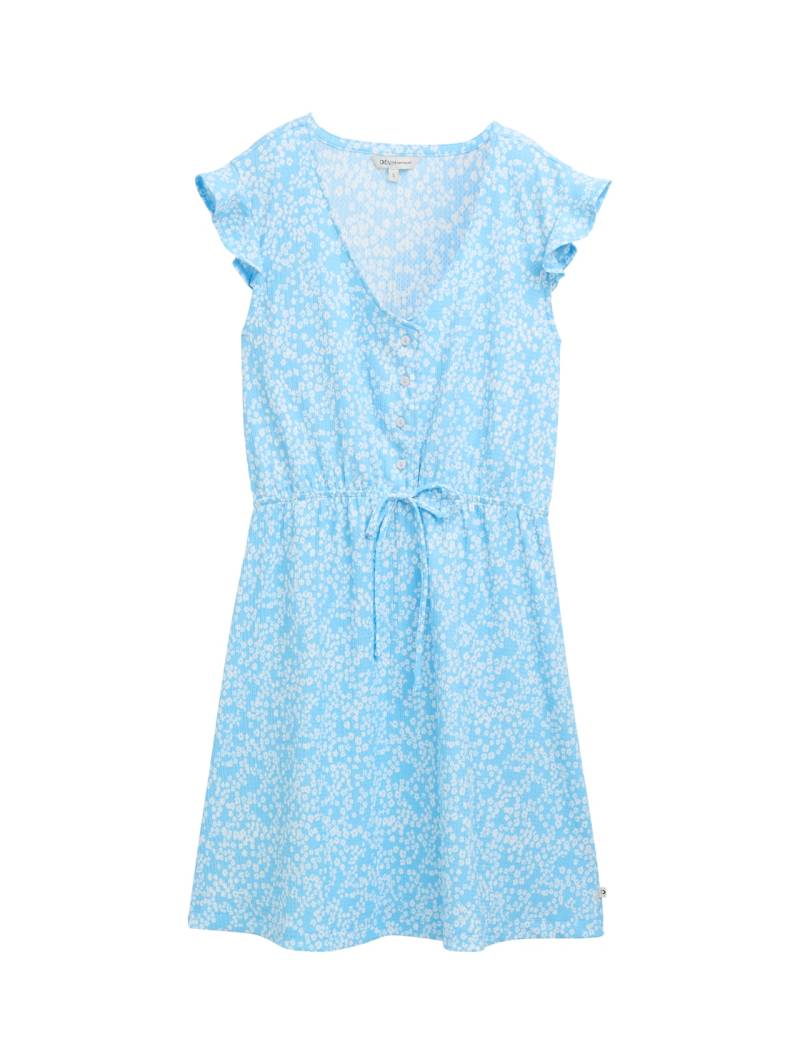 TOM TAILOR DENIM Damen Mini-Kleid mit Muster, blau, Geblümt, Gr. L von Tom Tailor Denim