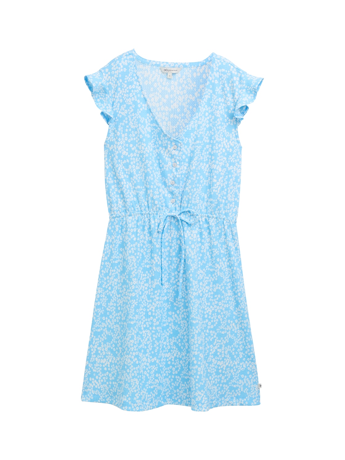 TOM TAILOR DENIM Damen Mini-Kleid mit Muster, blau, Geblümt, Gr. XL von Tom Tailor Denim