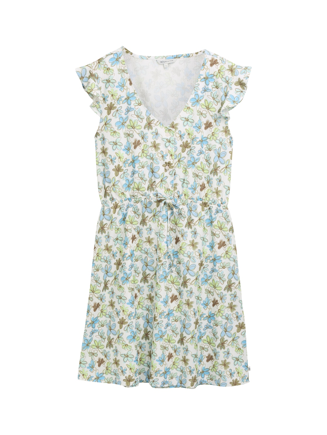 TOM TAILOR DENIM Damen Mini-Kleid mit Muster, weiß, Geblümt, Gr. XS von Tom Tailor Denim