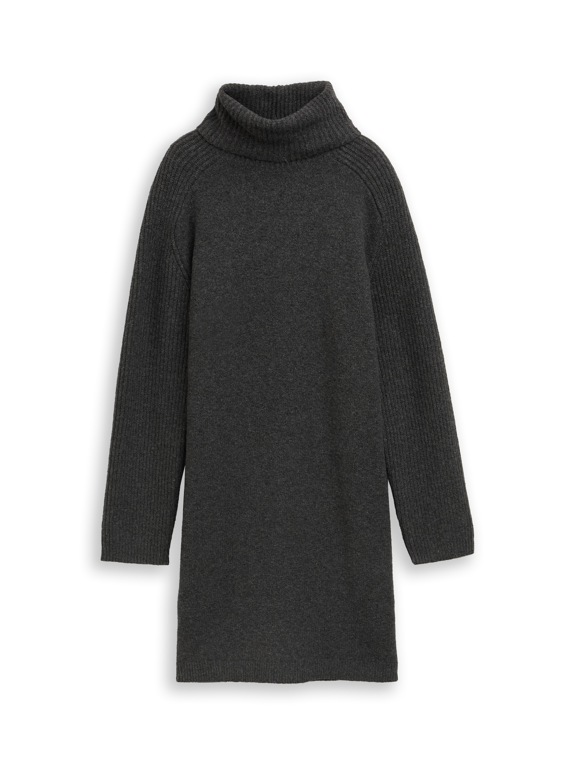 TOM TAILOR DENIM Damen Mini-Kleid mit Rollkragen, grau, Meliert, Gr. XS von Tom Tailor Denim