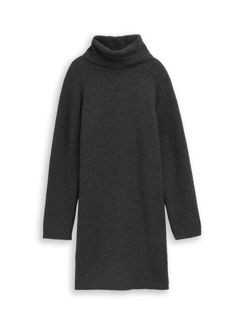 TOM TAILOR DENIM Damen Mini-Kleid mit Rollkragen, grau, Meliert, Gr. XXL TOM TAILOR DENIM Damen Mini-Kleid mit Rollkragen, grau, Meliert, Gr. XXL von Tom Tailor Denim