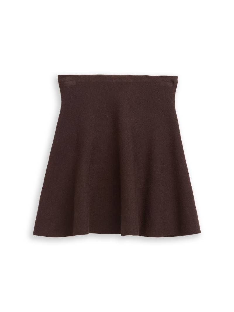 TOM TAILOR DENIM Damen Mini Skater Strickrock, braun, Meliert, Gr. XS von Tom Tailor Denim