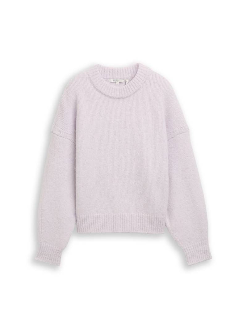 TOM TAILOR DENIM Damen Oversize Strickpullover, lila, Meliert, Gr. L von Tom Tailor Denim