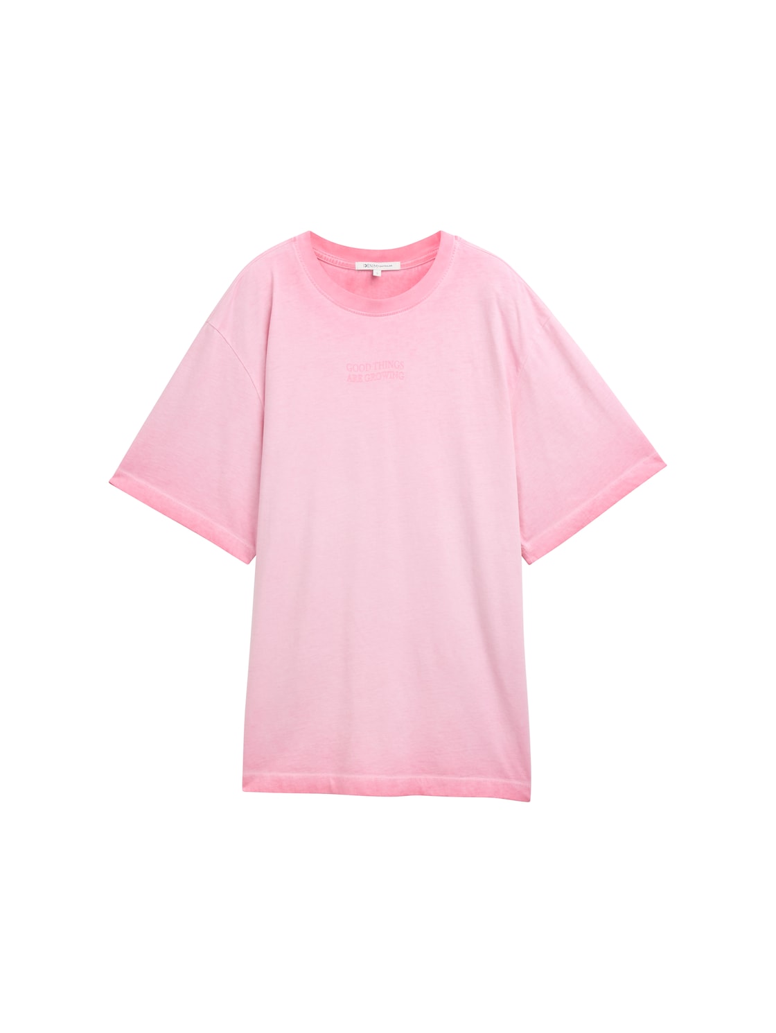 TOM TAILOR DENIM Damen Oversize T-Shirt mit Print, rosa, Uni, Gr. M von Tom Tailor Denim