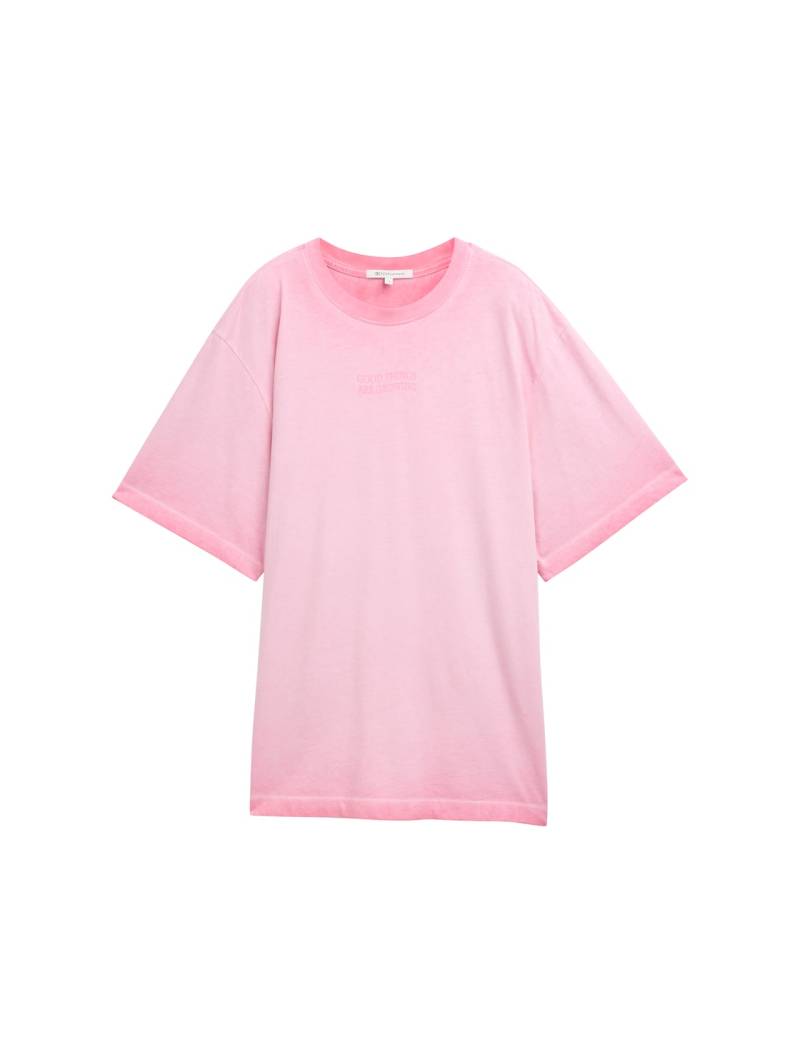 TOM TAILOR DENIM Damen Oversize T-Shirt mit Print, rosa, Uni, Gr. M von Tom Tailor Denim