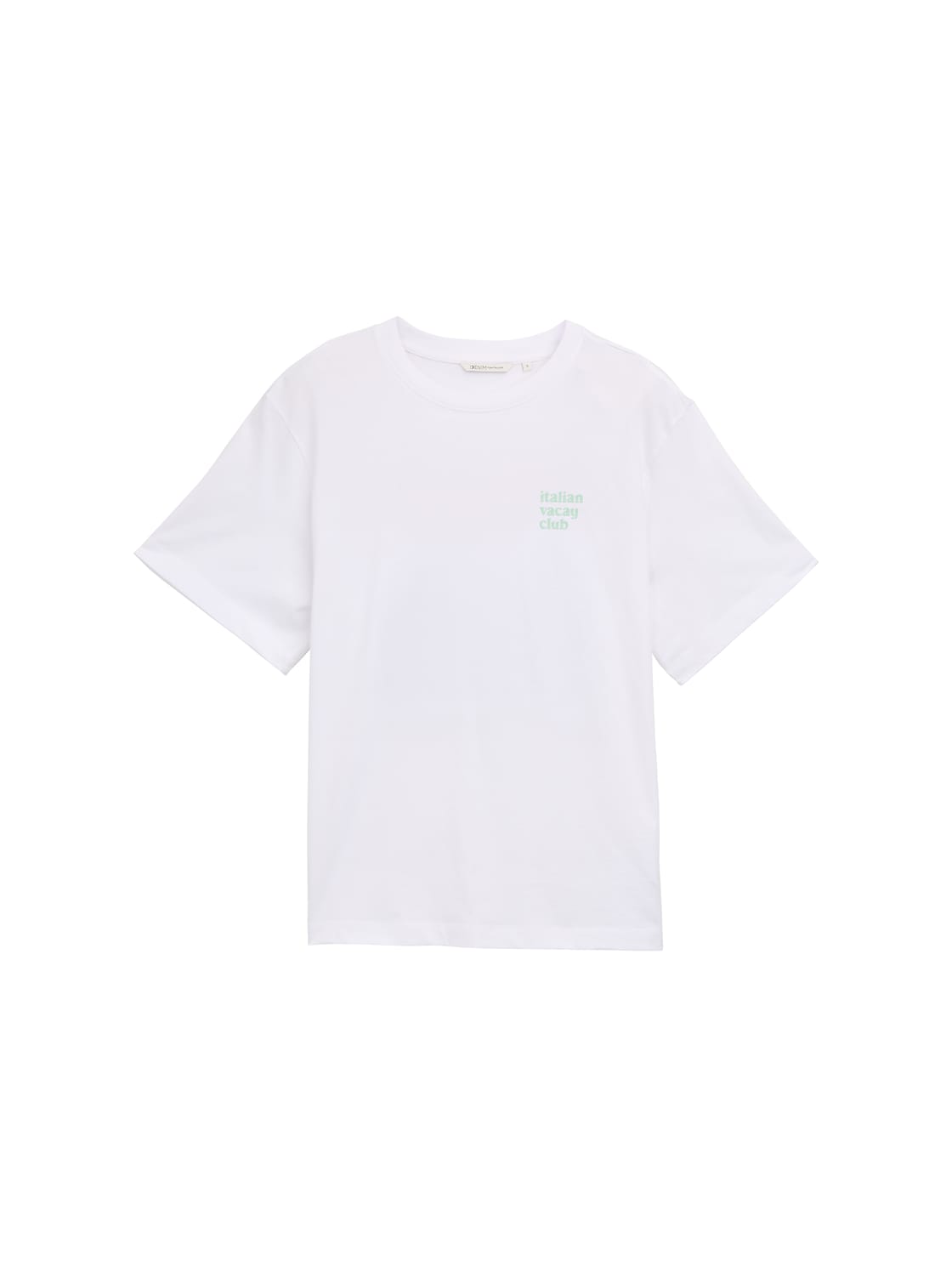 TOM TAILOR DENIM Damen Oversize T-Shirt mit Print, weiß, Uni, Gr. S von Tom Tailor Denim