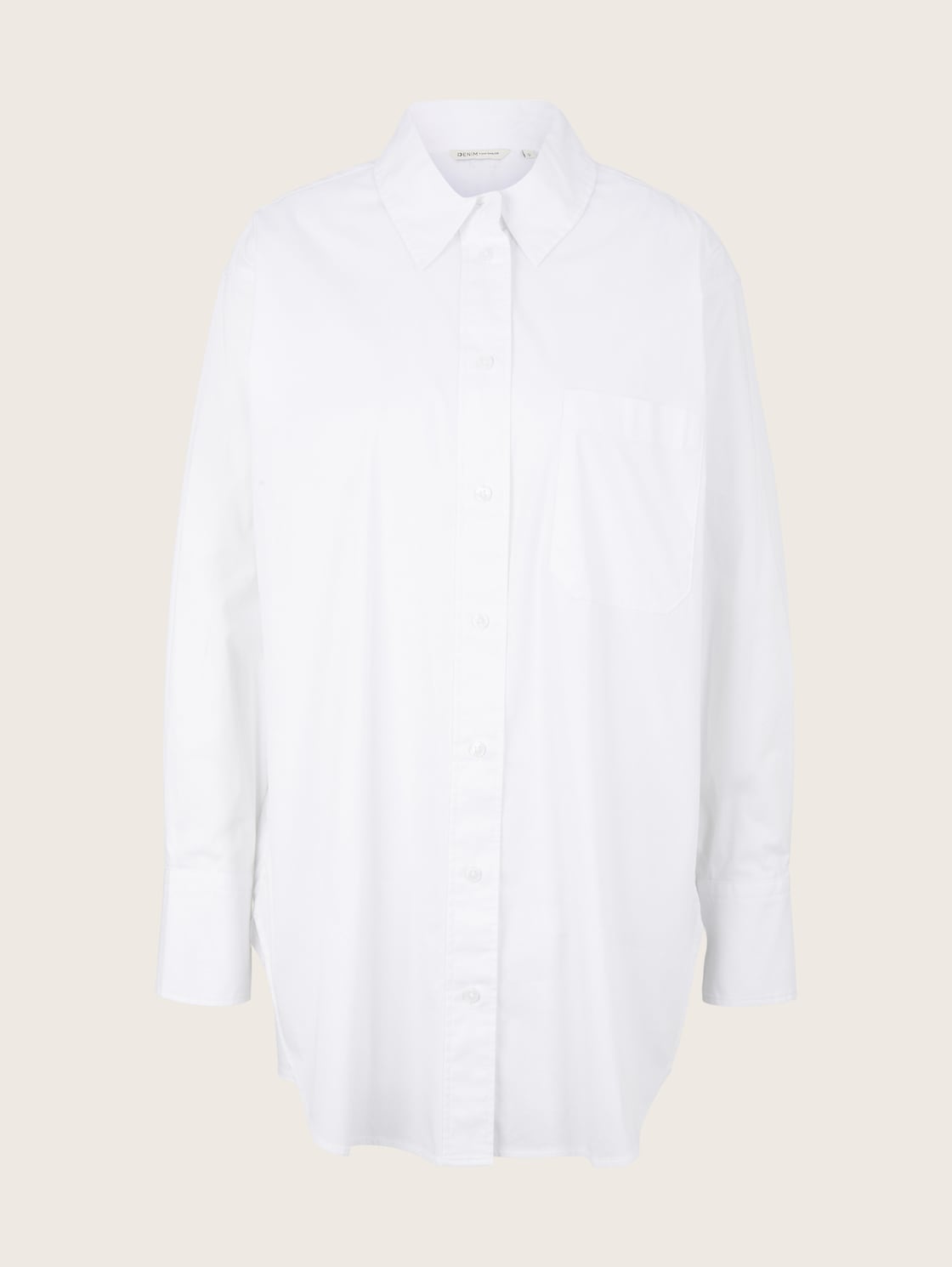 TOM TAILOR DENIM Damen Oversized Hemd, weiß, Uni, Gr. M von Tom Tailor Denim