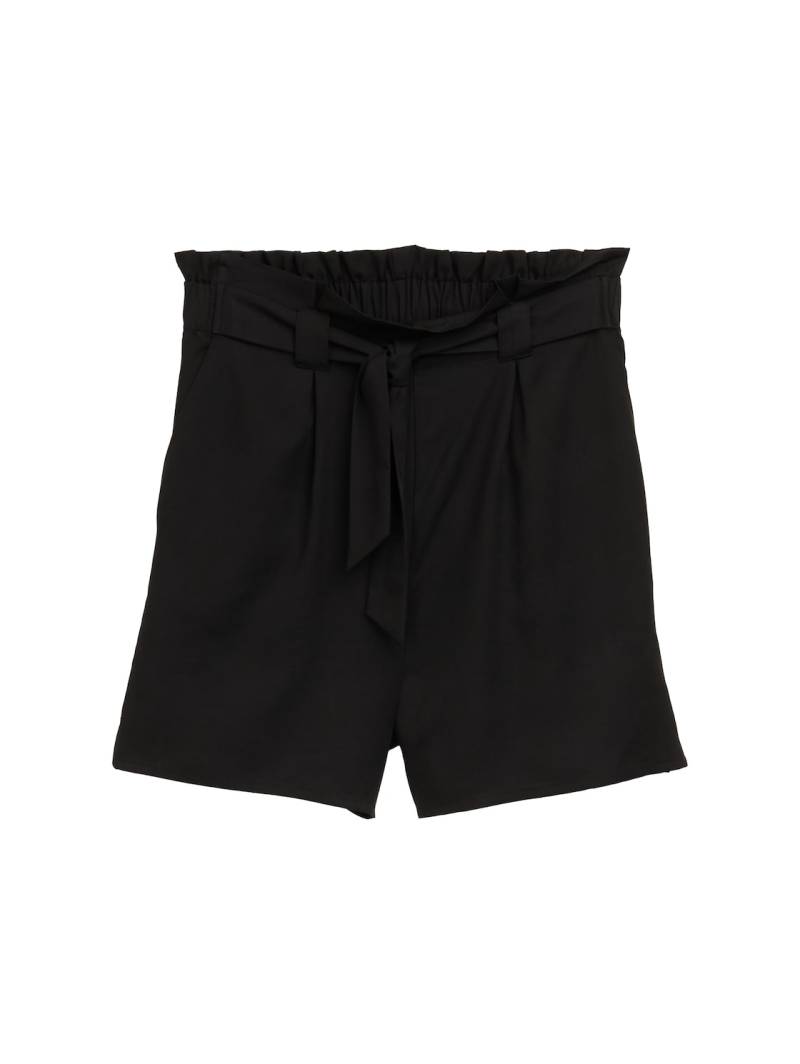 TOM TAILOR DENIM Damen Paperbag Relaxed Shorts, schwarz, Uni, Gr. S von Tom Tailor Denim