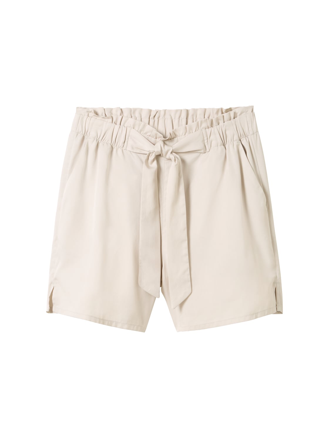 TOM TAILOR DENIM Damen Paperbag-Shorts mit TENCEL(TM) Lyocell, beige, Gr. M von Tom Tailor Denim