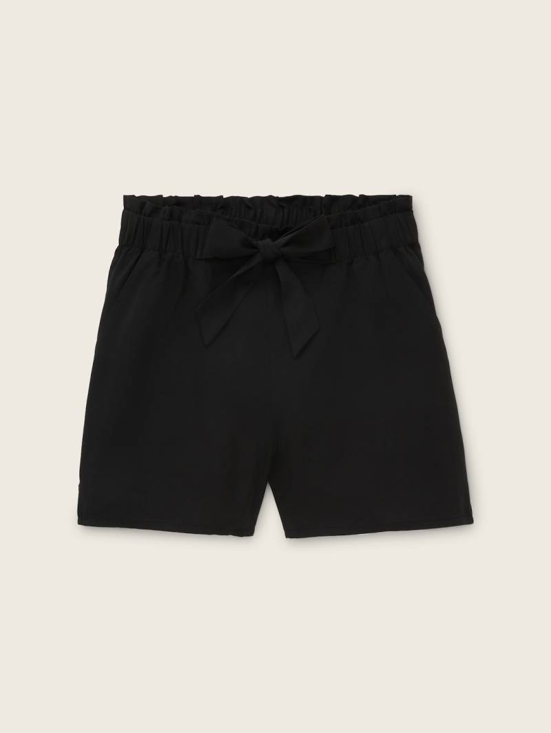 TOM TAILOR DENIM Damen Paperbag-Shorts mit TENCEL(TM) Lyocell, schwarz, Gr. XS von Tom Tailor Denim