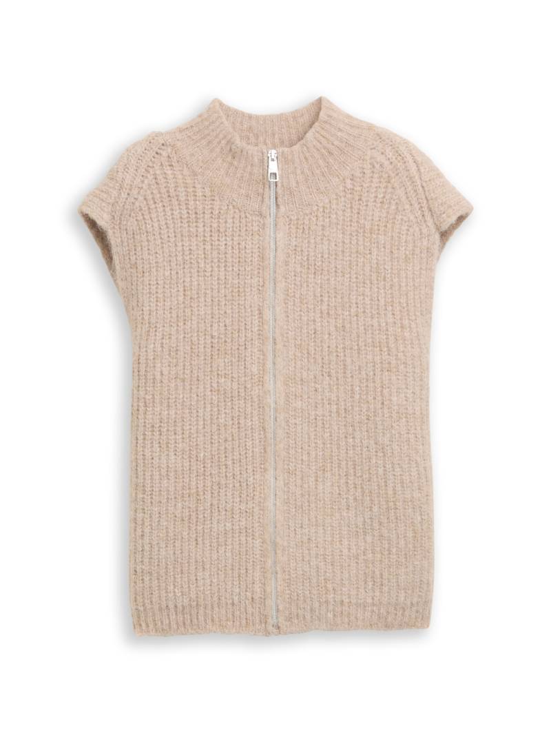 TOM TAILOR DENIM Damen Pullunder mit Stehkragen, beige, Meliert, Gr. M TOM TAILOR DENIM Damen Pullunder mit Stehkragen, beige, Meliert, Gr. M von Tom Tailor Denim