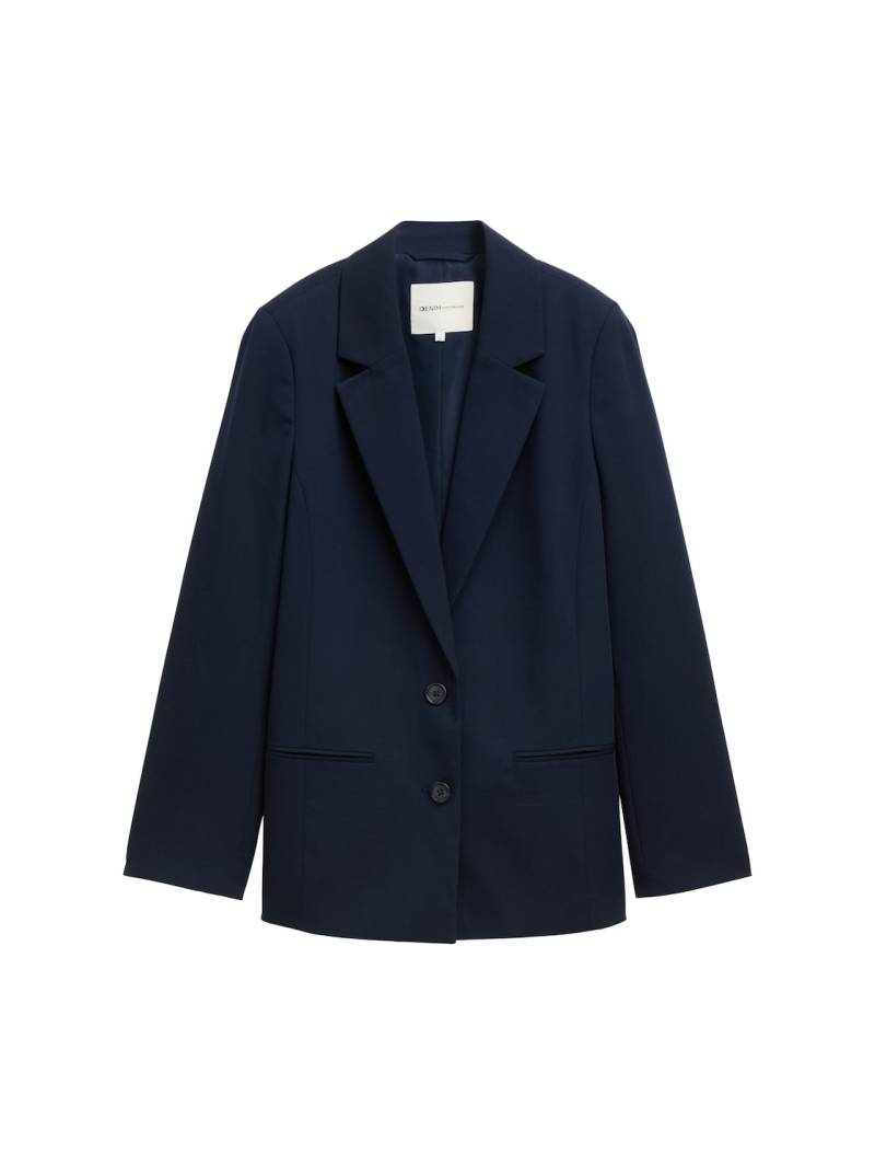 TOM TAILOR DENIM Damen Regular Fit Blazer, blau, Uni, Gr. L von Tom Tailor Denim