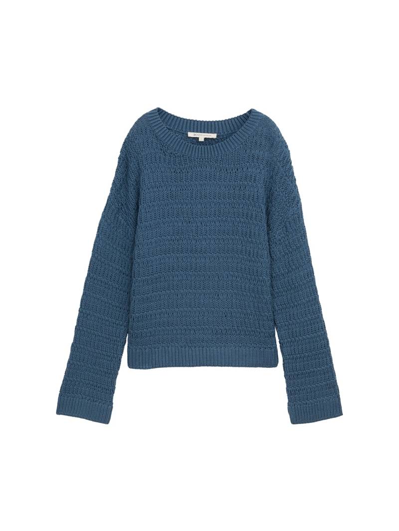 TOM TAILOR DENIM Damen Relaxed Fit Strickpullover, blau, Uni, Gr. XXL von Tom Tailor Denim