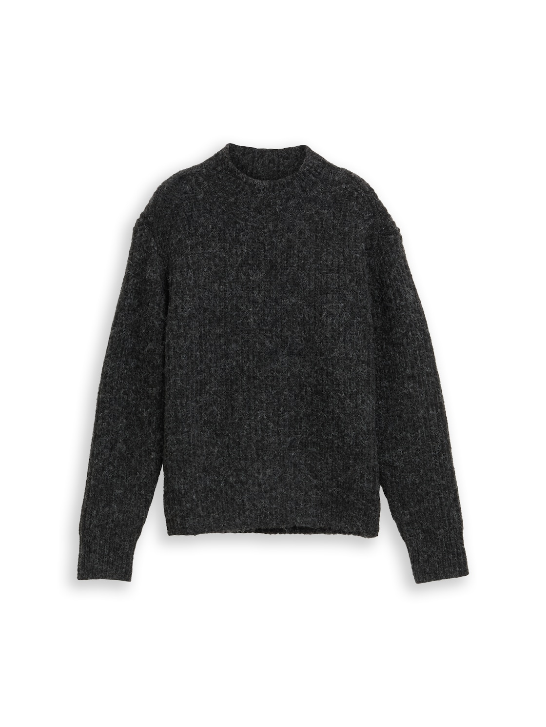 TOM TAILOR DENIM Damen Relaxed Fit Strickpullover mit Stehkragen, grau, Meliert, Gr. XXL von Tom Tailor Denim