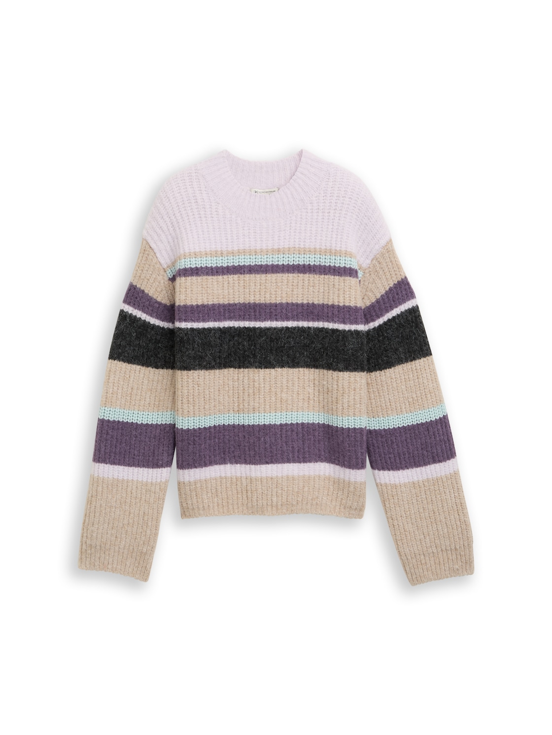 TOM TAILOR DENIM Damen Relaxed Fit Strickpullover mit Streifenmuster, lila, Gestreift, Gr. L TOM TAILOR DENIM Damen Relaxed Fit Strickpullover mit Streifenmuster, lila, Gestreift, Gr. L von Tom Tailor Denim
