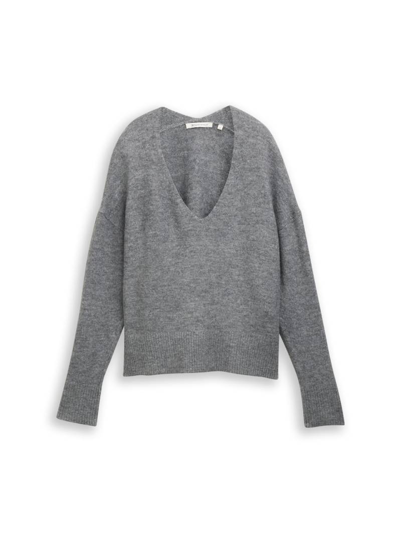 TOM TAILOR DENIM Damen Relaxed Fit Strickpullover mit V-Ausschnitt, bunt, Meliert, Gr. XS TOM TAILOR DENIM Damen Relaxed Fit Strickpullover mit V-Ausschnitt, bunt, Meliert, Gr. XS von Tom Tailor Denim