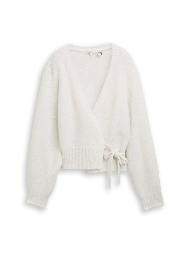 TOM TAILOR DENIM Damen Relaxed Fit Wrap Cardigan, weiß, Meliert, Gr. L TOM TAILOR DENIM Damen Relaxed Fit Wrap Cardigan, weiß, Meliert, Gr. L von Tom Tailor Denim