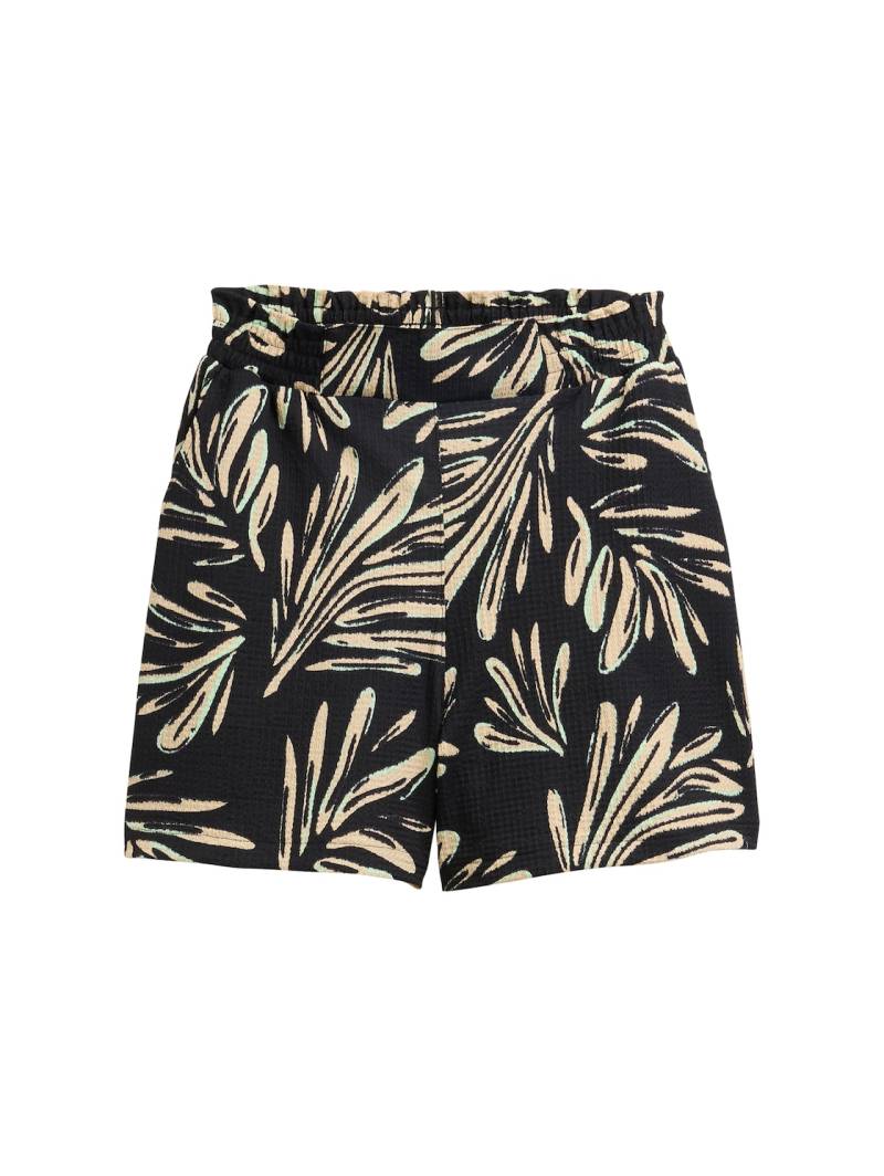 TOM TAILOR DENIM Damen Relaxed Jacquard Shorts, schwarz, Gemustert, Gr. L von Tom Tailor Denim