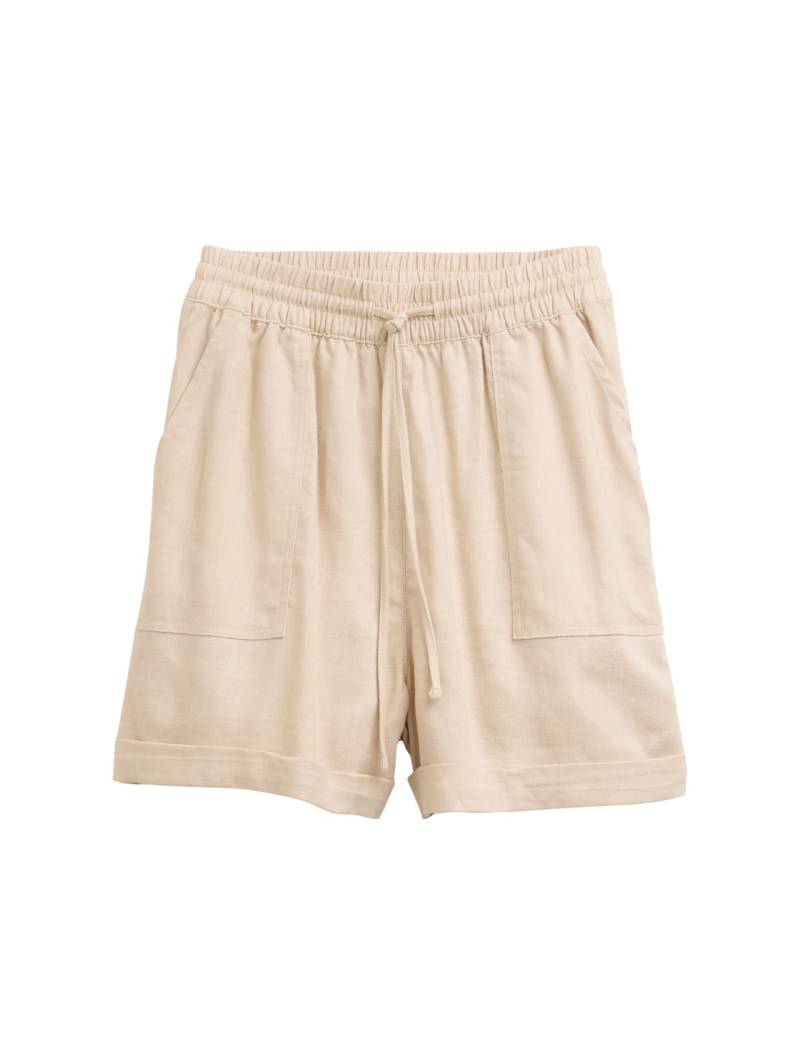 TOM TAILOR DENIM Damen Relaxed Shorts mit Leinenanteil, braun, Uni, Gr. XL von Tom Tailor Denim