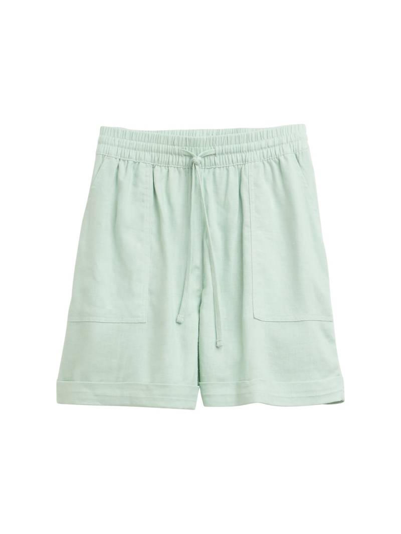 TOM TAILOR DENIM Damen Relaxed Shorts mit Leinenanteil, grün, Uni, Gr. M von Tom Tailor Denim