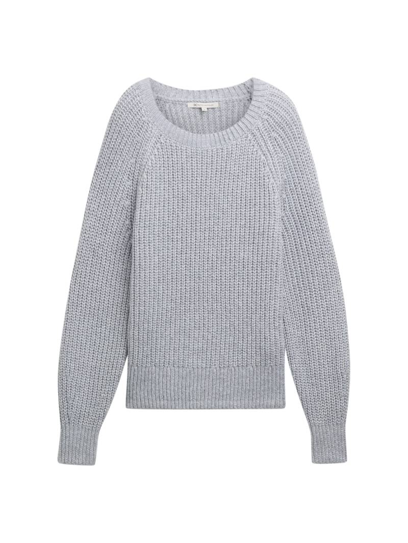 TOM TAILOR DENIM Damen Relaxed Strickpullover, grau, Uni, Gr. XXL von Tom Tailor Denim
