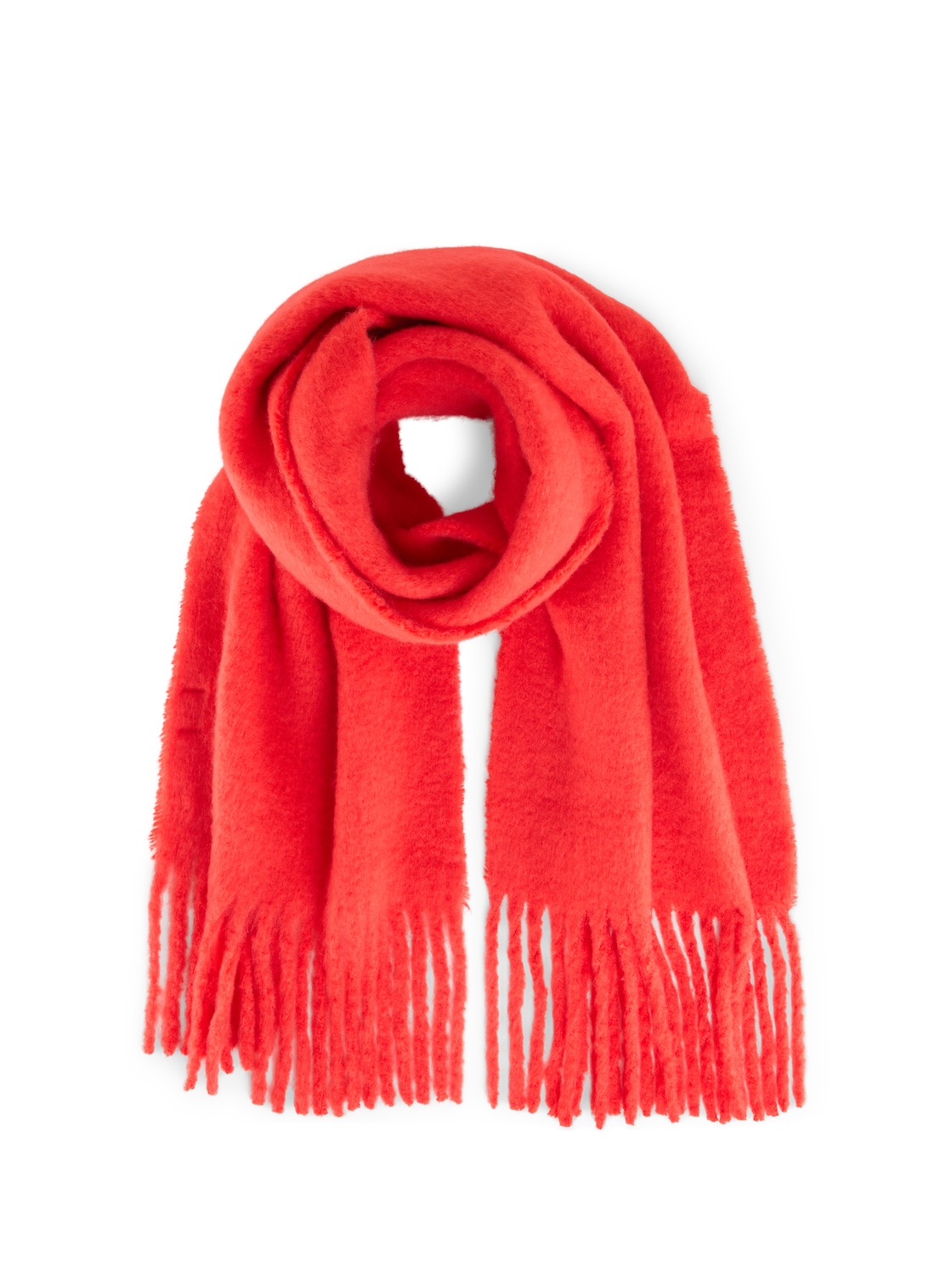 TOM TAILOR DENIM Damen Schal mit Fransen, rot, Uni, Gr. ONESIZE von Tom Tailor Denim