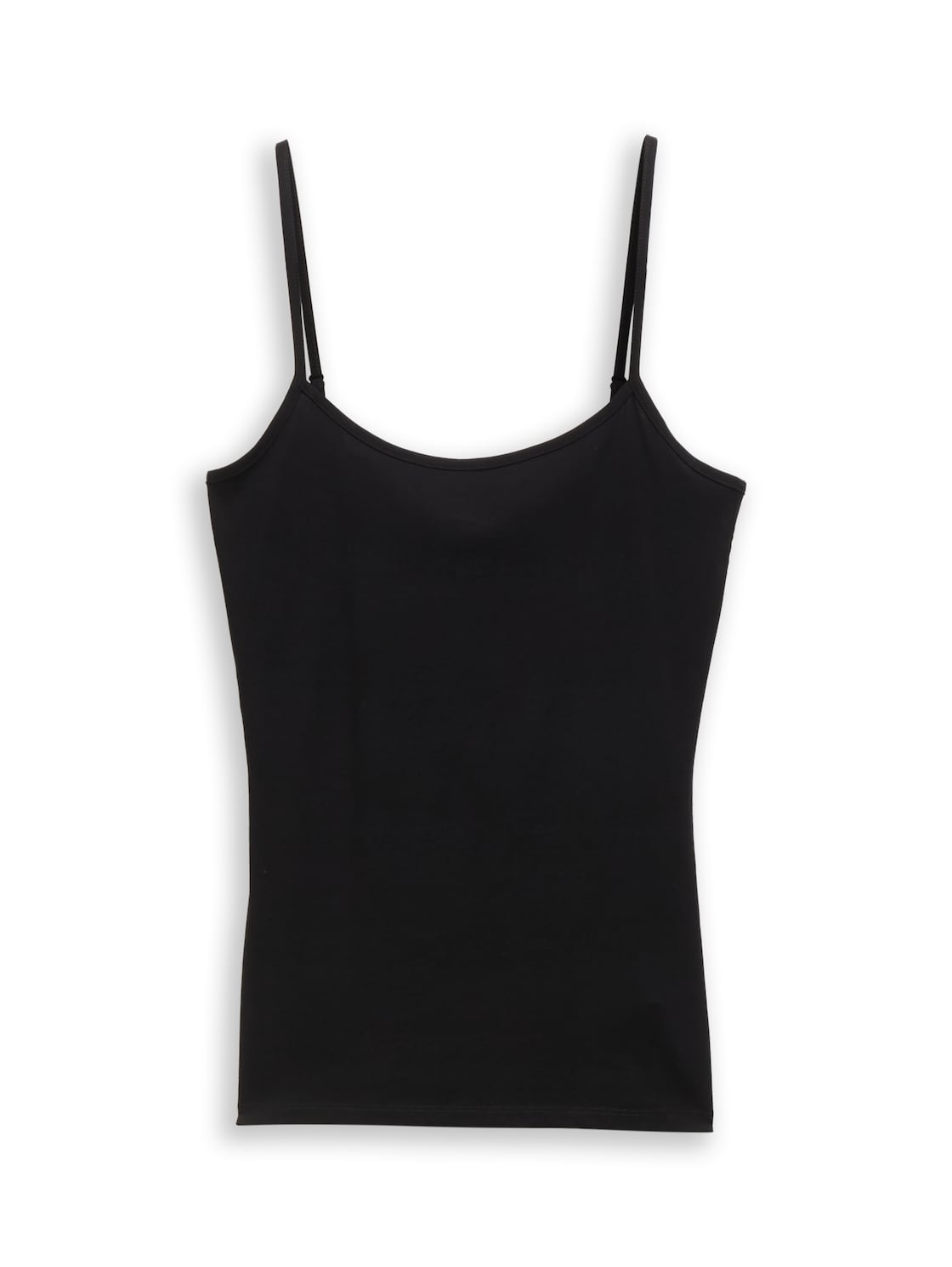 TOM TAILOR DENIM Damen Slim Fit Trägertop, schwarz, Uni, Gr. L von Tom Tailor Denim